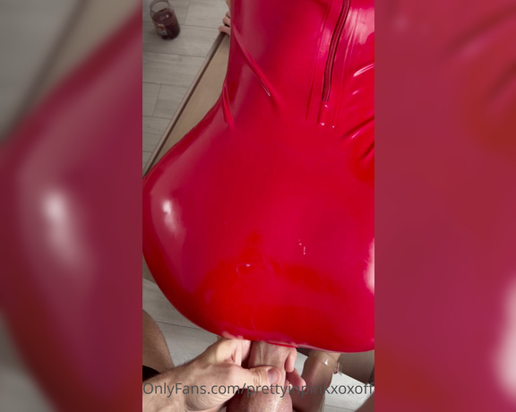 Pretty in Pink - Creampied in the sexiest red latex dress … it shot so far into me it was