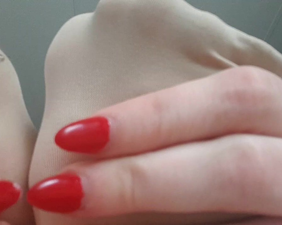 Ogfeet - (Sativa Skies) - Close up nude nylon toes 4m, and 3 photo set, hope you like red nails 1