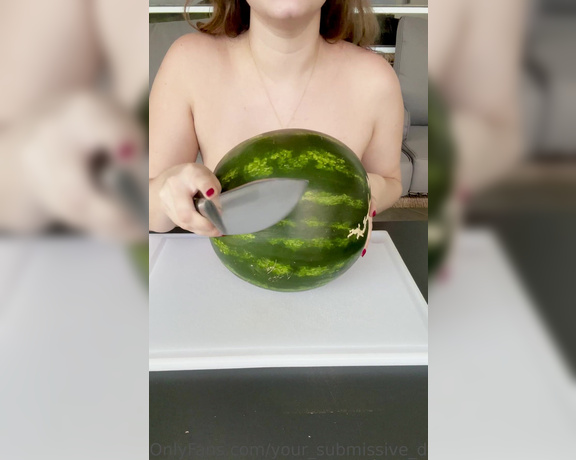 Your_submissive_doll - (Valorie) - I bought this gorgeous watermelon from a local farmer, and it was such a refreshing way to take a br