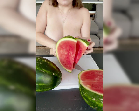Your_submissive_doll - (Valorie) - I bought this gorgeous watermelon from a local farmer, and it was such a refreshing way to take a br