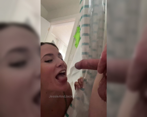 Jessieandjackson - (Jessie and Jackson) - Saturday fun  Surprised Jackson in the shower with a warm wet mouth to fill with cock