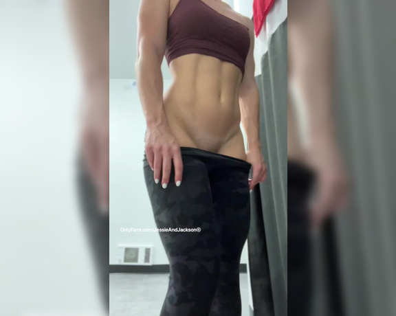 Jessieandjackson - (Jessie and Jackson) - Spreading my holes for you after my sweaty workout this morning Jessie