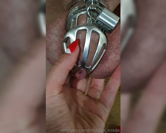 Ezada Sinn aka Ezada - #HappeningNow Locked in a steel chastity cage, teased with My toes. Heaven or hell