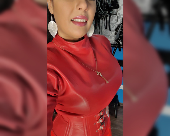 Ezada Sinn aka Ezada - Red leather from tip to toe.... Thank you, clifton, for the red leather custom made skirt you offere