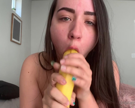 Queef Queen aka Littlelaine - BLOWING THE FUCK OUT OF THIS EXTRA LARGE BANANA. PRACTICING FOR A BIG COCK