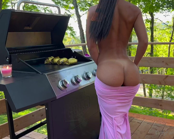 Miss Lexa aka Misslexa - New outdoor sex at a cabin cum watch me ride a cock while im BBQing being naked outside turn