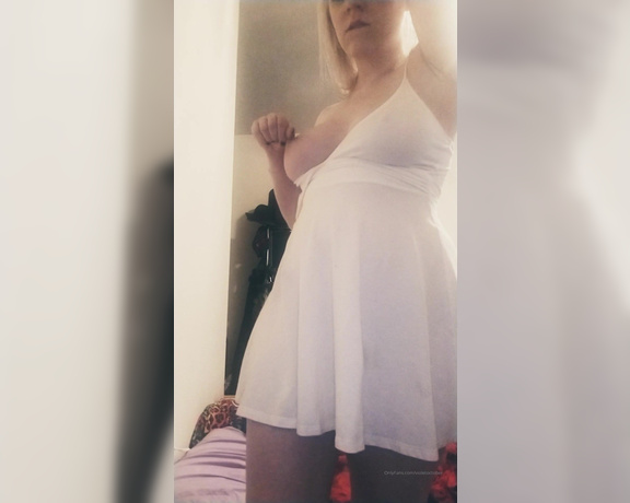 Violet October -  Stripping out of my white dress and bending over to play with my pussy,  Big Tits, Tattoo