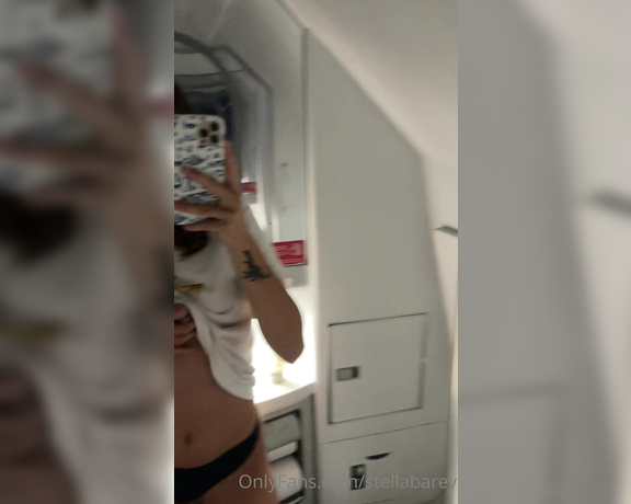 Stella Barey aka Stellabarey onlyfans - How hard would your cock be on this flight if you knew I was masturbating like this in the bathroom