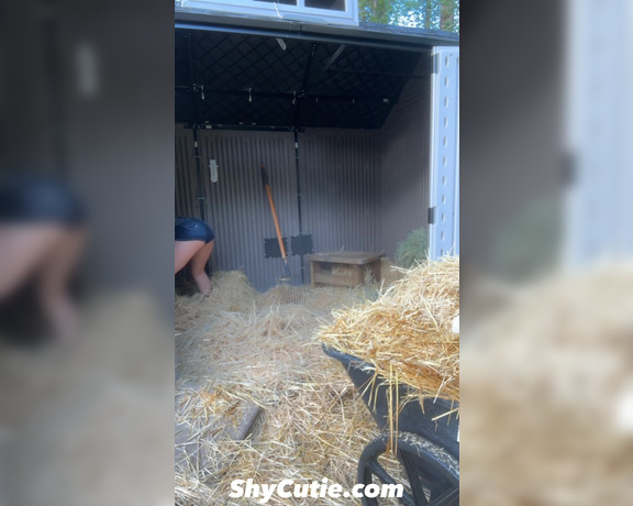 Shycutie Onlyfans - Cleaning out the little barn topless and jamming out no I shouldn’t be doing this with my collarbon