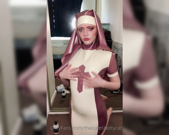 Misty silver aka Thecutestkittycat OnlyFans - Will you sin for me Latex nun blowjob with loads of fake cum~ 2