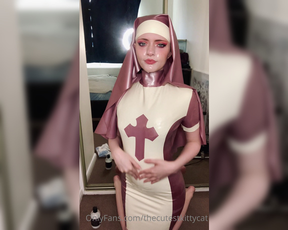 Misty silver aka Thecutestkittycat OnlyFans - Will you sin for me Latex nun blowjob with loads of fake cum~ 2