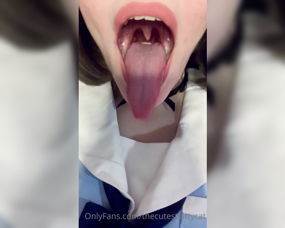 Misty silver aka Thecutestkittycat OnlyFans - Showing of my mouth to daddy~ cum inside my throat!