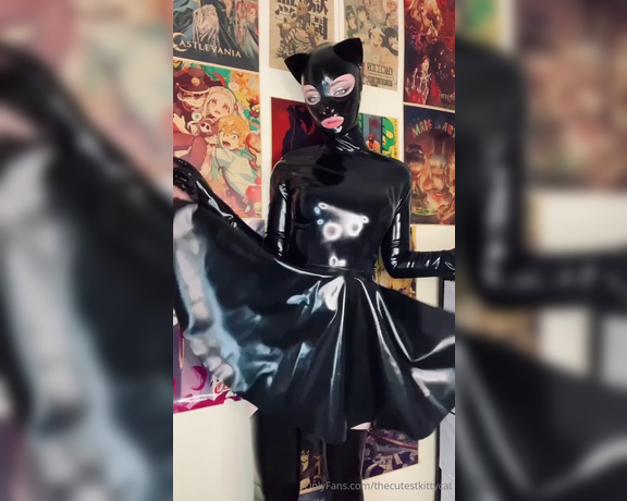 Misty silver aka Thecutestkittycat OnlyFans - Covering my latex dress and hood in horse cock cum 3