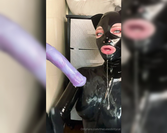 Misty silver aka Thecutestkittycat OnlyFans - Deepthroating and gagging on a horsecock until I’m completely covered in my own spit