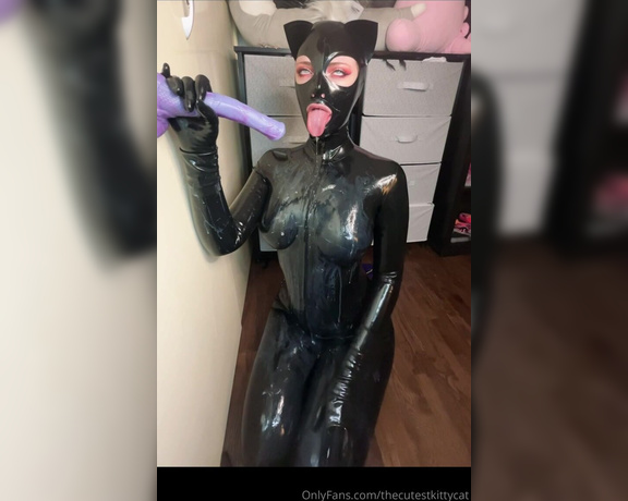 Misty silver aka Thecutestkittycat OnlyFans - Deepthroating and gagging on a horsecock until I’m completely covered in my own spit