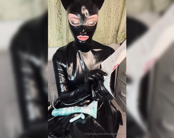 Misty silver aka Thecutestkittycat OnlyFans - Covering my latex dress and hood in horse cock cum 2
