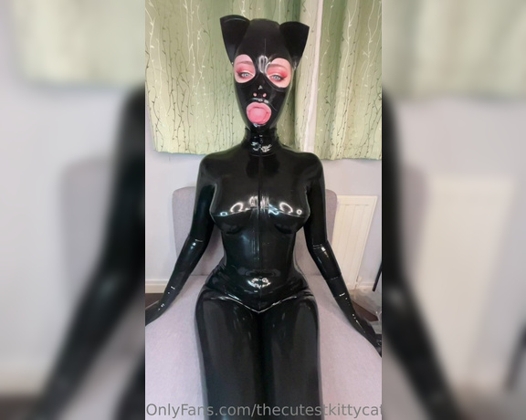 Misty silver aka Thecutestkittycat OnlyFans - Touching my shiny latex with my latex gloves, hood and catsuit the sucking on my latex fingers and