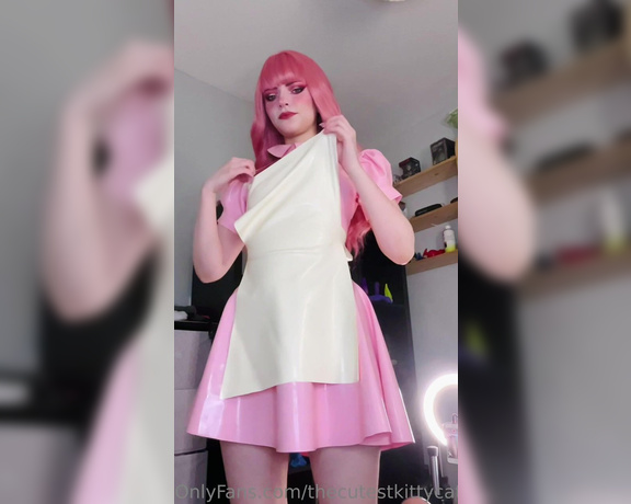 Misty silver aka Thecutestkittycat OnlyFans - Getting undressed from my pink latex dress~ Strip tease playing with my tits and ass dressed only