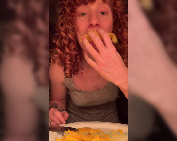 Amy Hart aka Amygingerhart OnlyFans - Eating a mango at midnight