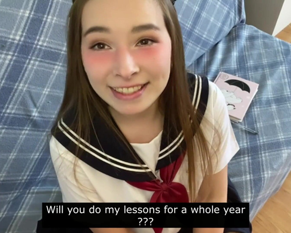 Loly_Lola - Cutie in Japanese school uniform touches your cock and gets embarrassed