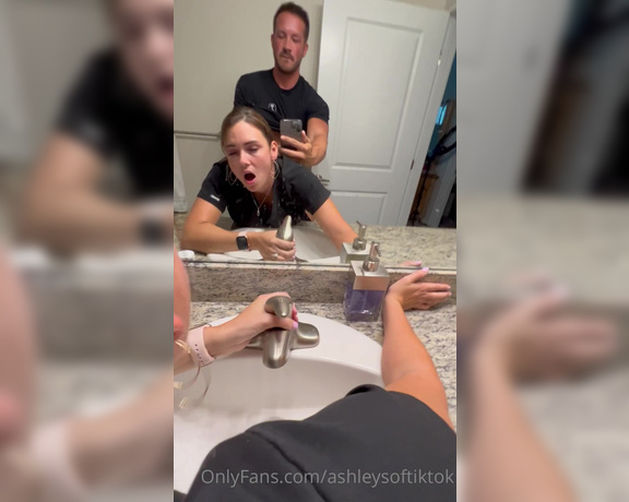 The Ashleys aka Ashleysoftiktok OnlyFans - Had to bend her over the counter for a quickie when she got home from school before we head out the