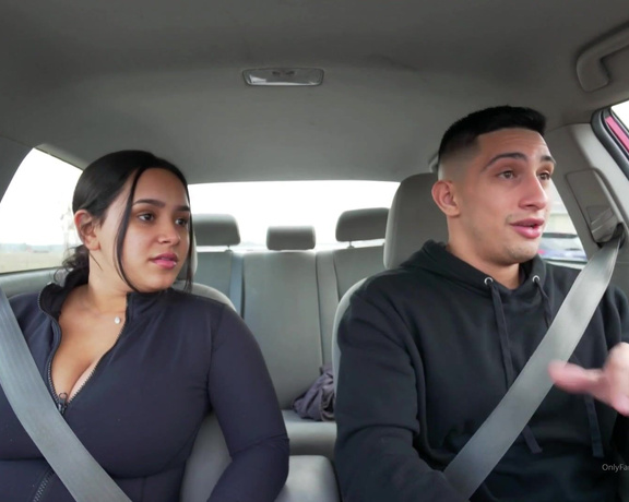 Isaac & Andrea aka Isaacandandrea OnlyFans - Getting undressed while he drives