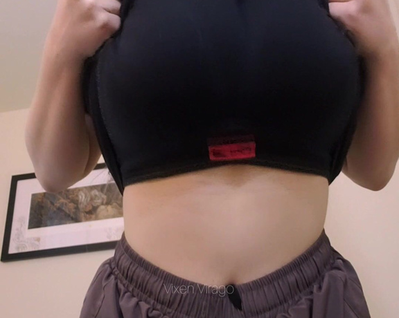Vixen Virago aka Vixenvirago OnlyFans - I heard you have a sports bra fetish, heres my big bouncy tits dropping out of one