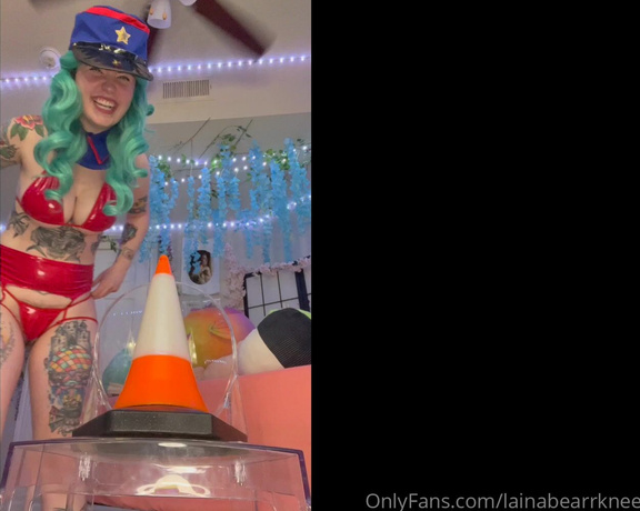 Lainabearrknee OnlyFans - Officer Jenny gets naughty with a HUGE traffic cone!!!!!