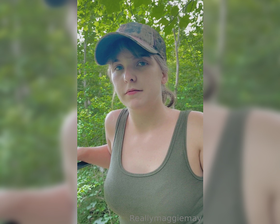 Maggie May aka Reallymaggiemay OnlyFans - Scouting in my tree stand and I can’t keep my hands off my dripping wet pussy I want to film another