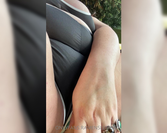 Marie Sweets BBW aka Ramenslurperr OnlyFans - We have to be quiet as the neighbors are on their porch, but I just love teasing you