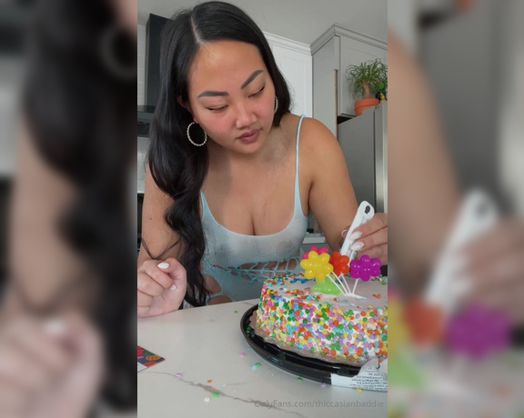Thicc Asian Baddie aka Thiccasianbaddie OnlyFans - Starting off my birthday with a cake A cake for me… AND OF COURSE, a CAKE FOR YOU