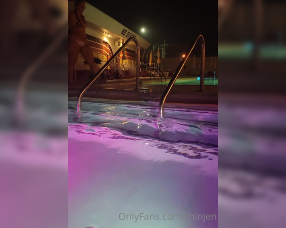 Thinjen OnlyFans - Last night I had the hotel pool all to myself I decided to share the hot tub and a dip in the pool