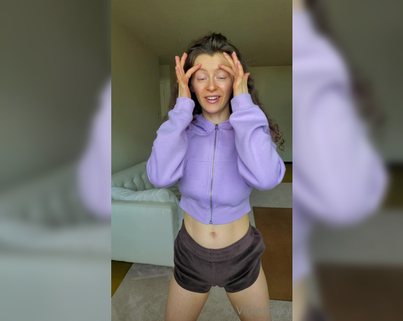 Violet Foxy aka Violetfoxy OnlyFans - Hoodie teeeease with pretty curls Topless nudity only a little bit, mostly tease hand bra Do y 2