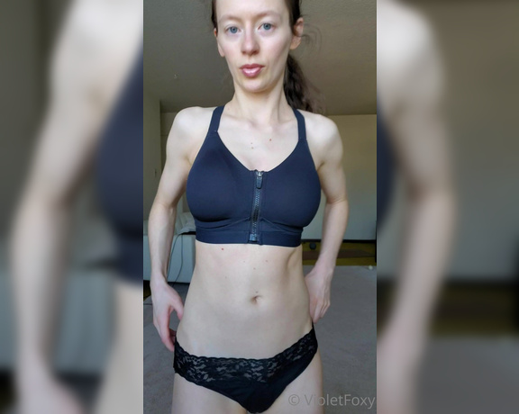 Violet Foxy aka Violetfoxy OnlyFans - Post workout vibe unzip sports bra boob reveal 1