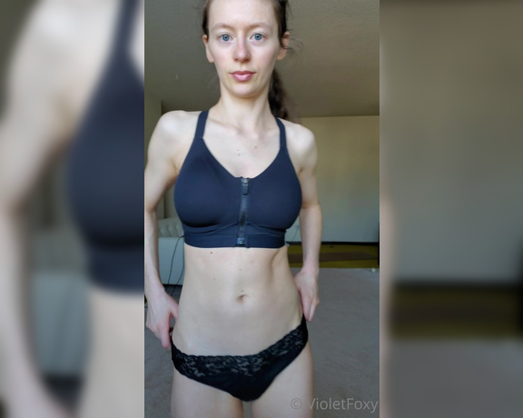 Violet Foxy aka Violetfoxy OnlyFans - Post workout vibe unzip sports bra boob reveal 1