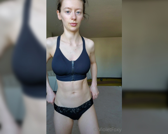 Violet Foxy aka Violetfoxy OnlyFans - Post workout vibe unzip sports bra boob reveal 1