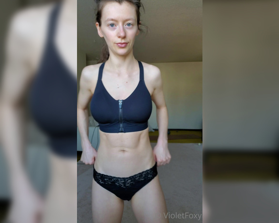 Violet Foxy aka Violetfoxy OnlyFans - Post workout vibe unzip sports bra boob reveal 1