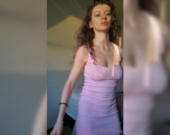 Violet Foxy aka Violetfoxy OnlyFans - Pink dress, Quick nood flash, evening glow isnt this lighting fantastic Also may have been di 1