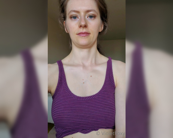 Violet Foxy aka Violetfoxy OnlyFans - Tit drop! Booty shakes, and a quick strip to nood out of tank top, no bra and sweatpants 1