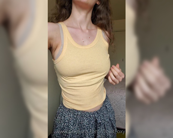 Violet Foxy aka Violetfoxy OnlyFans - Casual summer outfit quick strip nude and showing the extra big boobs 1