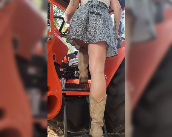 CamoHunny aka Camohunny OnlyFans - I had so much fun on my tractor with my new toy from a special sub Tip this post 899 for the ful