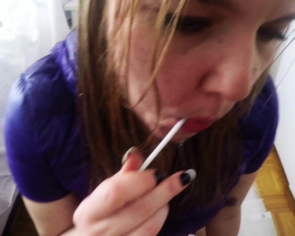 Dirtykristy Purple Jacket Pink Lollipop Blowjob