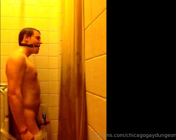 Chicago Gay Dungeon aka Chicagogaydungeon OnlyFans - Isolation Edging Session An older man handcuffs Nathan to a shower chair and leaves a vibrator 2