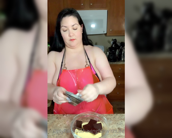 JustHavingFunWithLife aka Justhavingfunwithlife OnlyFans - Baking brownies in a micro bikini and pink see through apron