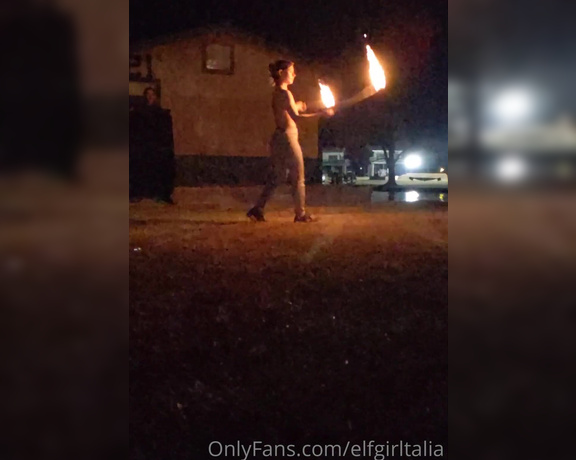 Talia aka Elfgirltalia OnlyFans - Heres a some poi firespinning I did ) I had to go shirtless because many fabrics will melt and burn