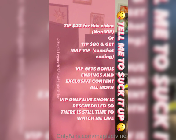Maple aka Mapledivine OnlyFans - My lips are so swollen after this one Tip $23 to unlock OR TIP $80 (cumshot bonus ending) MAY VI 1