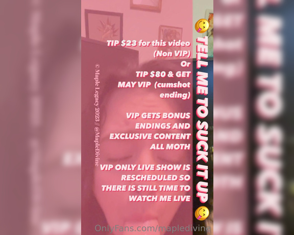 Maple aka Mapledivine OnlyFans - My lips are so swollen after this one Tip $23 to unlock OR TIP $80 (cumshot bonus ending) MAY VI 1