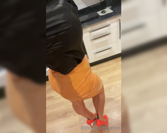 Sophie James aka Thesophiejames OnlyFans - Fully Fashioned Orange and Black contrast seamed nylons with a Cuban heel with satin and pvc