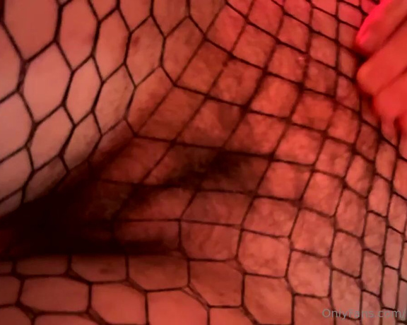 PiercedNoodle aka Piercednoodle OnlyFans - I think my hairy pussy looks so hot in the fishnets…