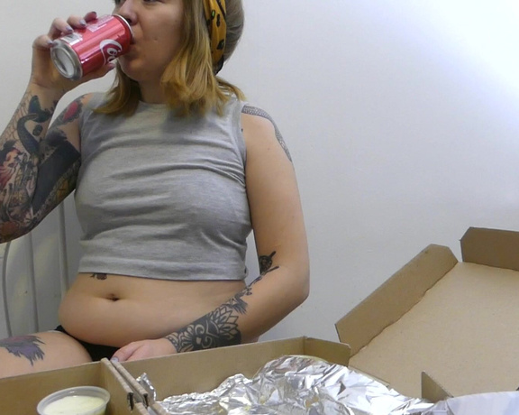 Feliciafisher Stuffing Mukbang Belly Show Off Pt